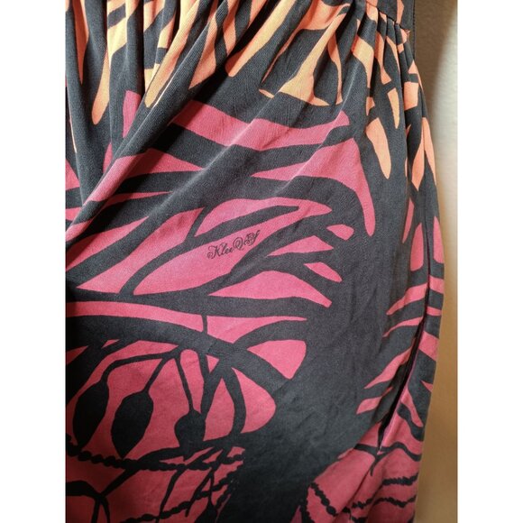 Mara Hoffman Medium Abstract Silk Dress Orange Maroon Black 3/4 Sleeve Low Back - Picture 3 of 5
